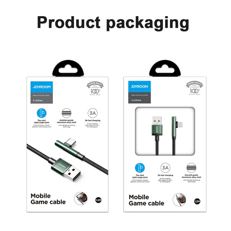 S-1230N4 JOYROOM 3A 8 Pin Lightning Gaming Angle Head Fast Charging Data Cable, Length: 1.2m Joyroom.pk